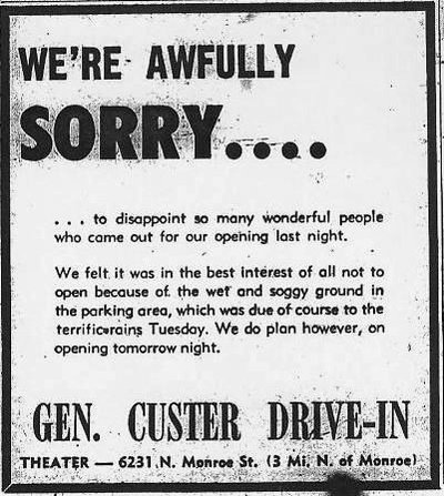 Bel-Aire Twin Drive In - General Custer Drive-In Ad 5-25-55 (newer photo)